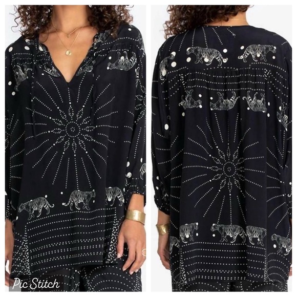 Johnny Was Biya black silk celestial tiger set Size XL RARE - Picture 12 of 16